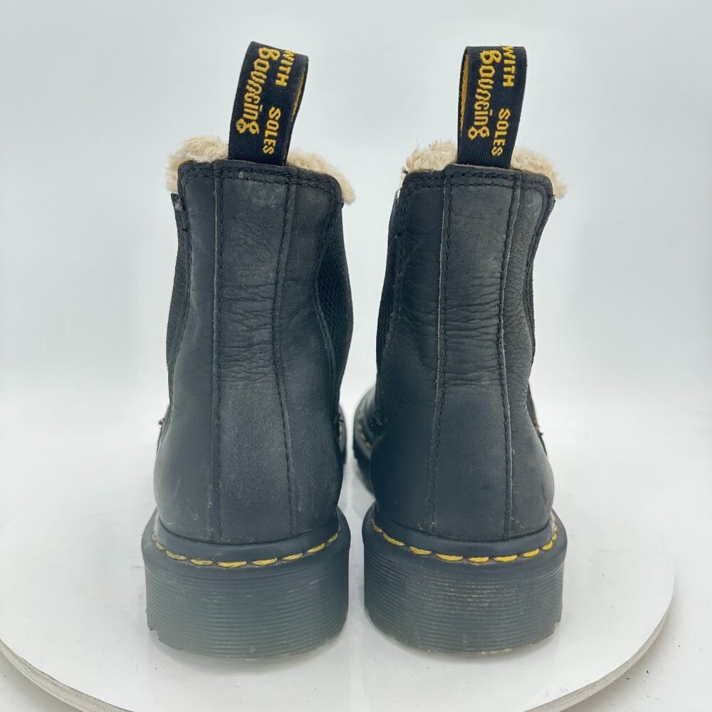 Dr. Martens Leonore Women Size 8 Black Leather Faux Fur Lined Chelsea Boot - Picture 5 of 11
